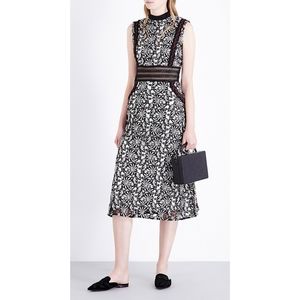 Self-Portrait Guipure Floral Lace Midi Dress